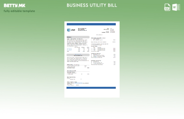 Деловна сметка за комунални услуги за телекомуникации Тексас AT&T, страница 1